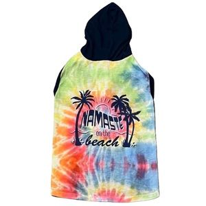 Hooded Dog T-Shirt “Namaste On The Beach” Tie-Dye Size Medium